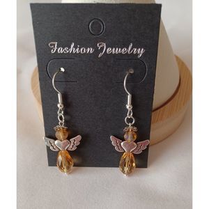NWOT angel earrings amber with silver accents